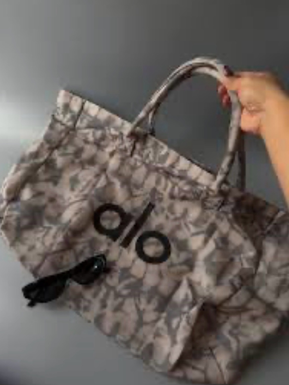 Alviero Martini Taupe Geo-Print Tote with Black Logo